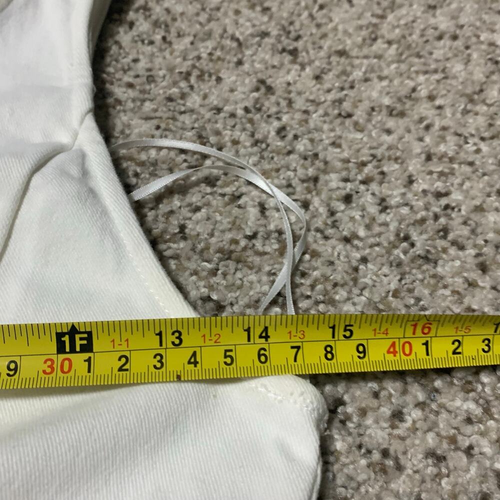 Custom Upcycled Apple Patchwork White Denim Jumpsuit Bootcut Small - Picture 6 of 7